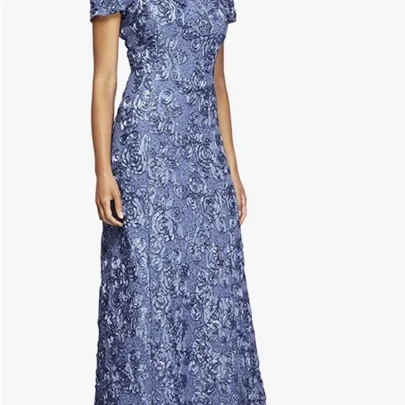 tadashi shoji grey dress Bode Sequin Embroidered Lace and Tulle Gown